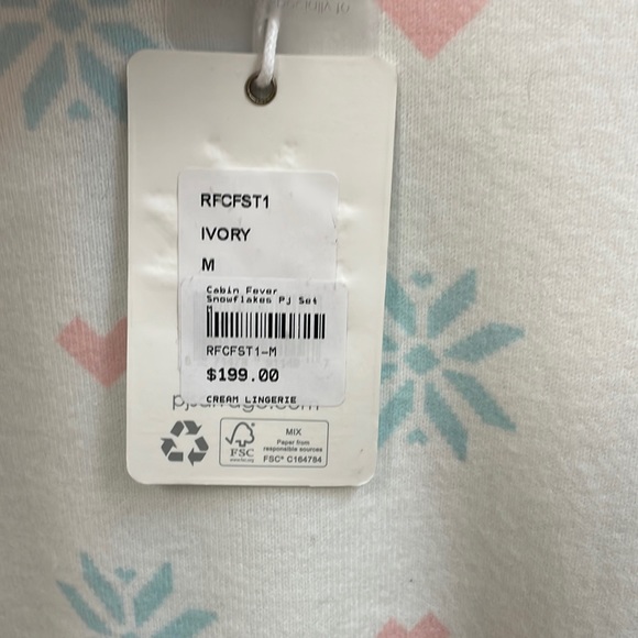 P.J. Salvage White with hearts, snowflakes and striped detailed cuffs. - Picture 3 of 3